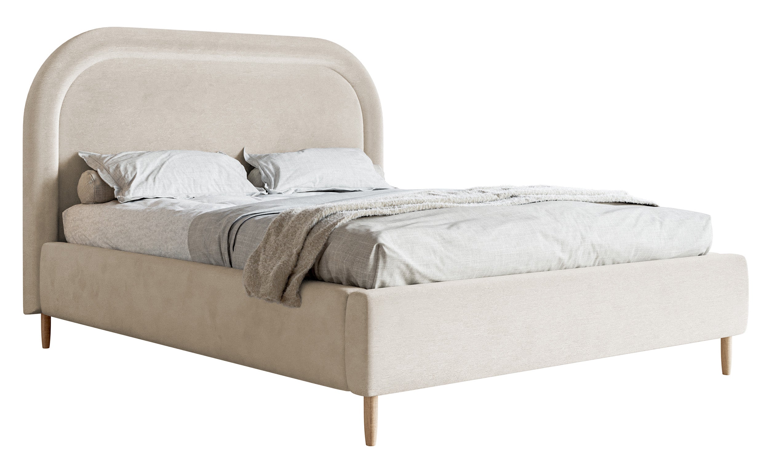 Polsterbett 160x200 cm Loreo mit Stauraum, grau-beiger hydrophober Samt