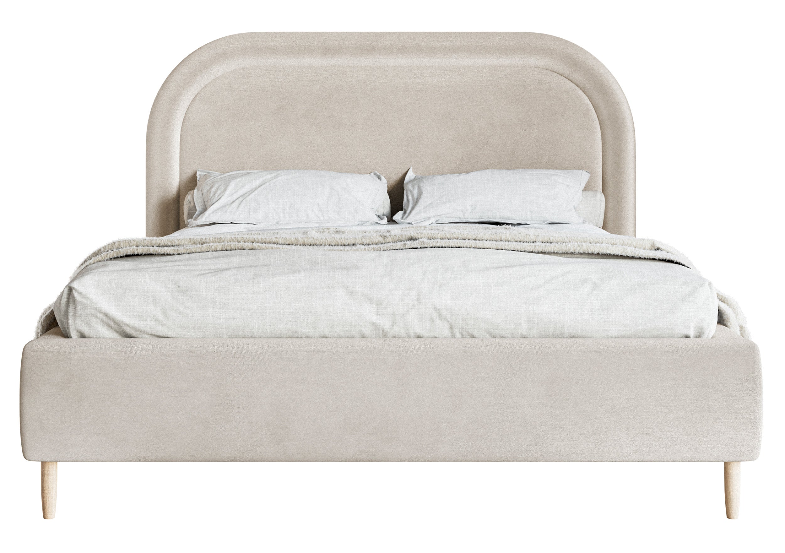 Polsterbett 160x200 cm Loreo mit Stauraum, grau-beiger hydrophober Samt