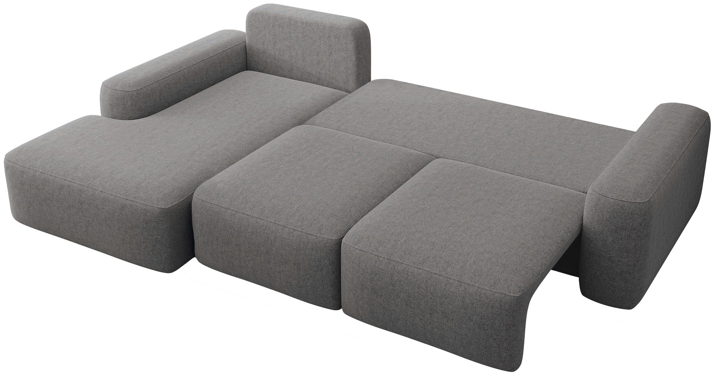 Ecksofa mit Schlaffunktion Carnos, L-förmig, mit zusätzlichen Lendenkissen, dunkelgrauer hydrophober Chenille-Stoff, linksseitig
