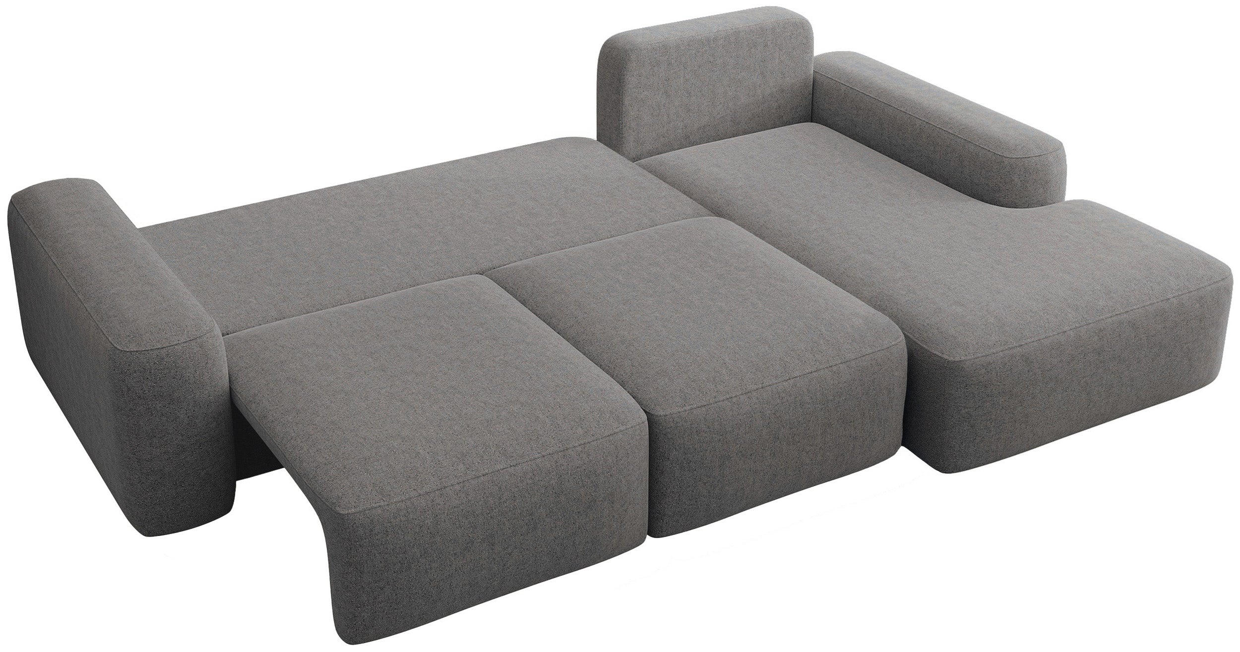 Ecksofa mit Schlaffunktion Carnos, L-förmig, mit zusätzlichen Lendenkissen, dunkelgrauer hydrophober Chenille, rechtsseitig