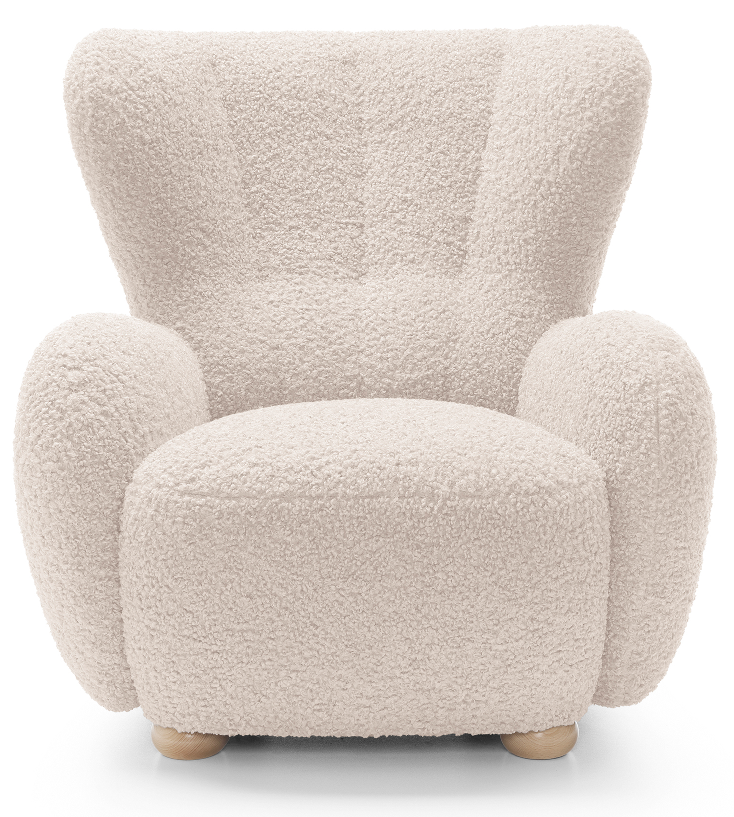 Milele Schalensitz hellbeige Bouclé, Beine aus Buche