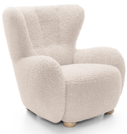 Milele Schalensitz hellbeige Bouclé, Beine aus Buche