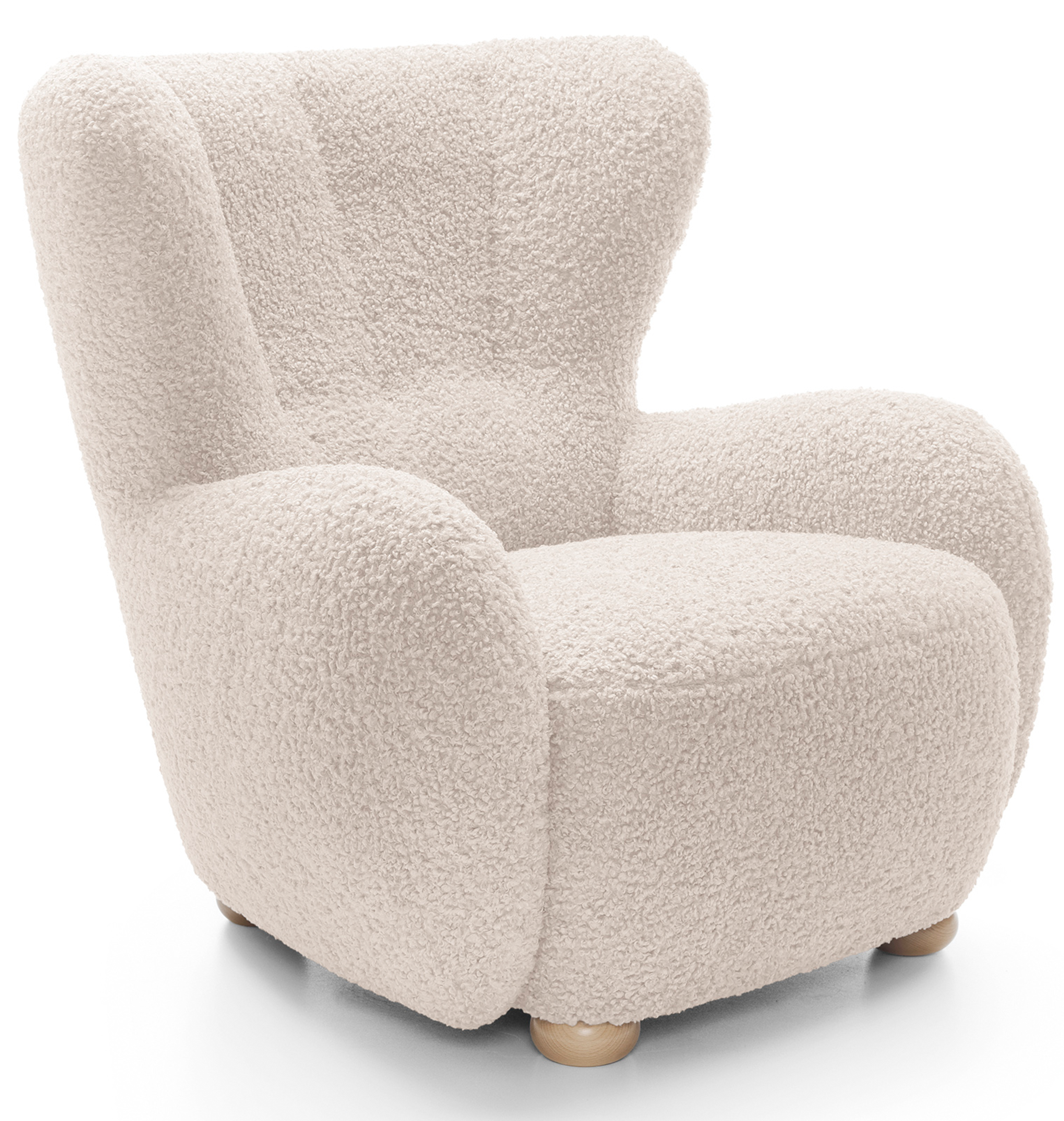 Milele Schalensitz hellbeige Bouclé, Beine aus Buche