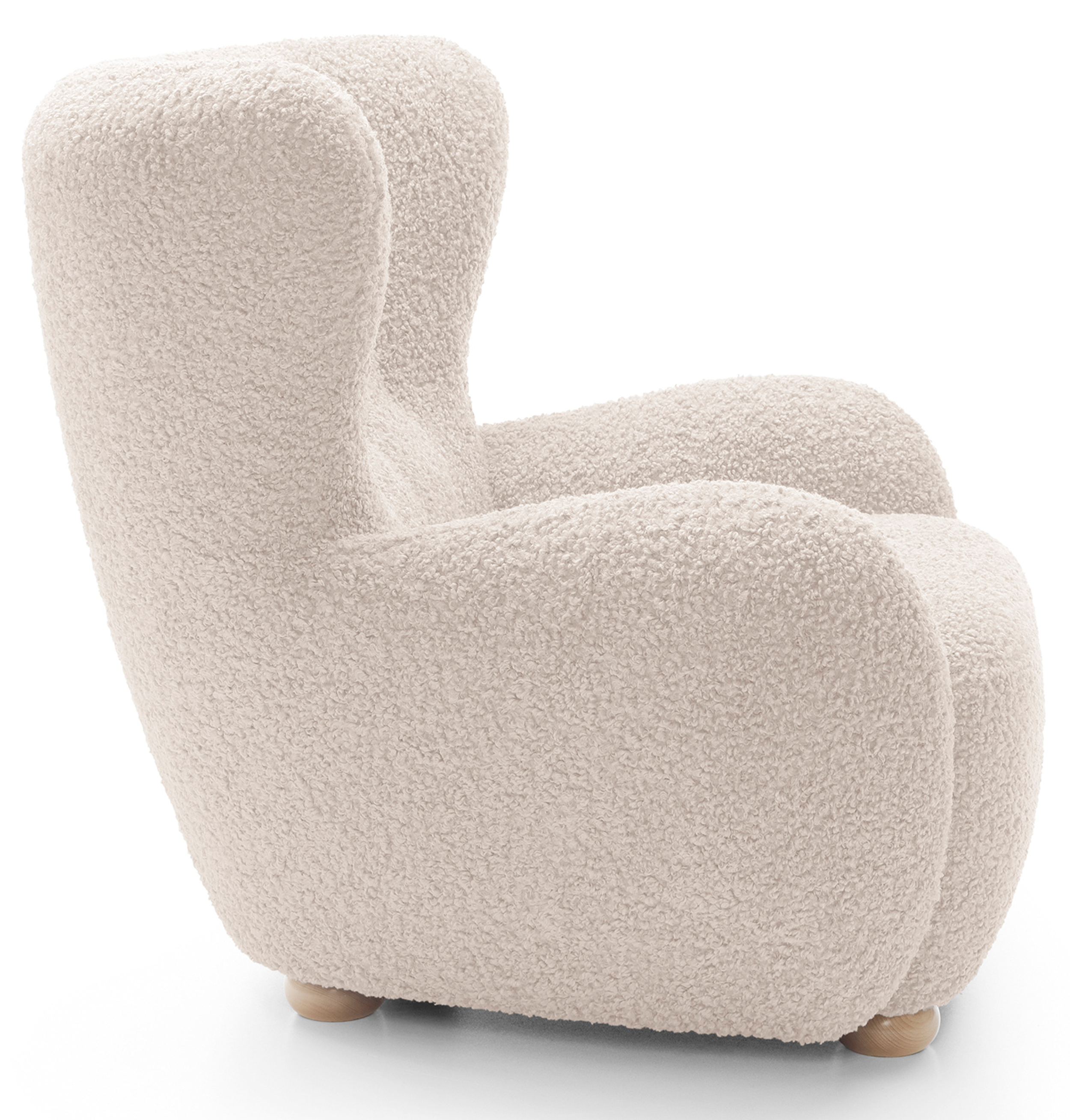Milele Schalensitz hellbeige Bouclé, Beine aus Buche