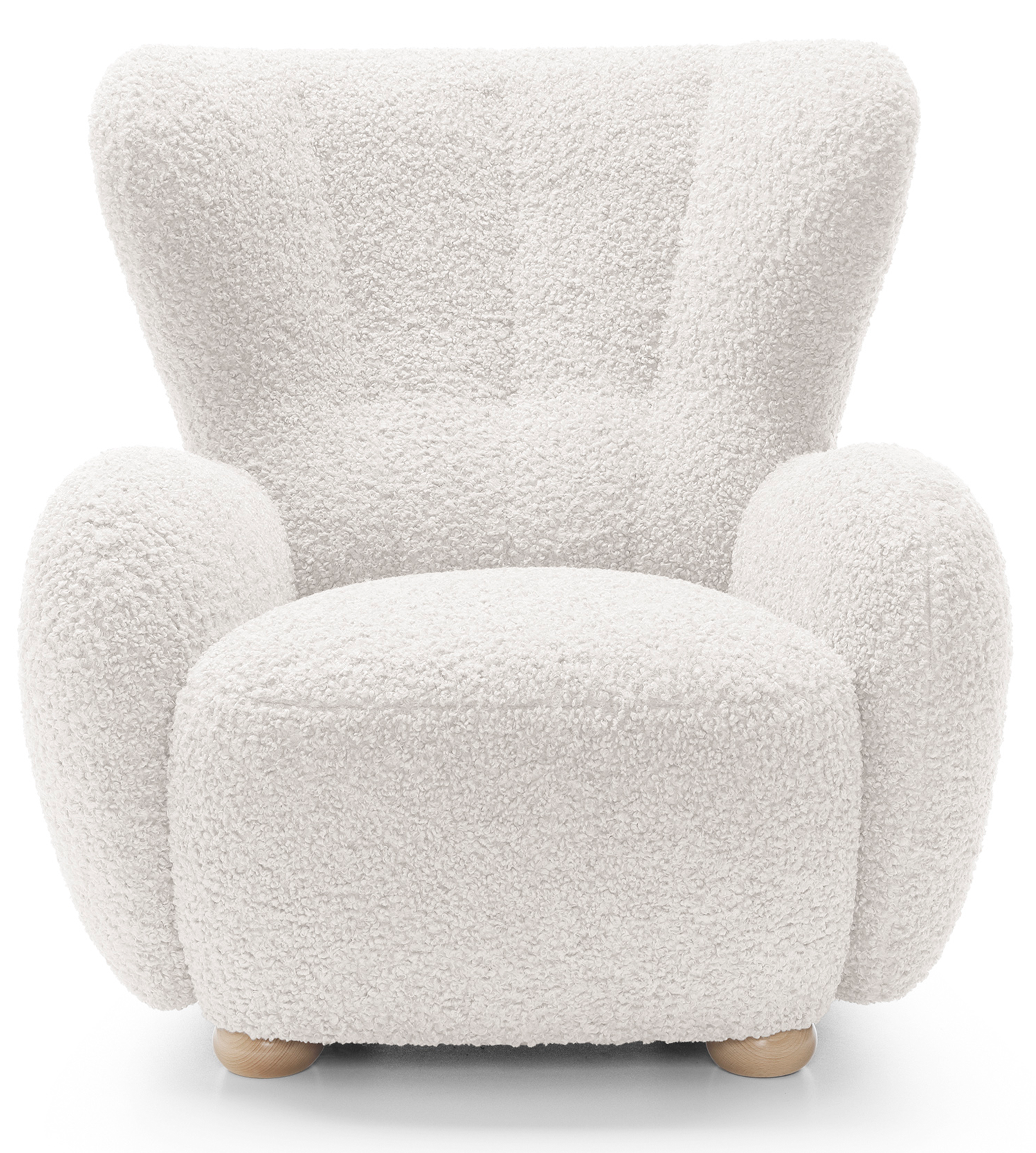 Milele Schalensitzstuhl in Creme Bouclé mit Buchenholzbeinen