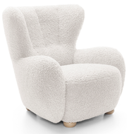 Milele Schalensitzstuhl in Creme Bouclé mit Buchenholzbeinen