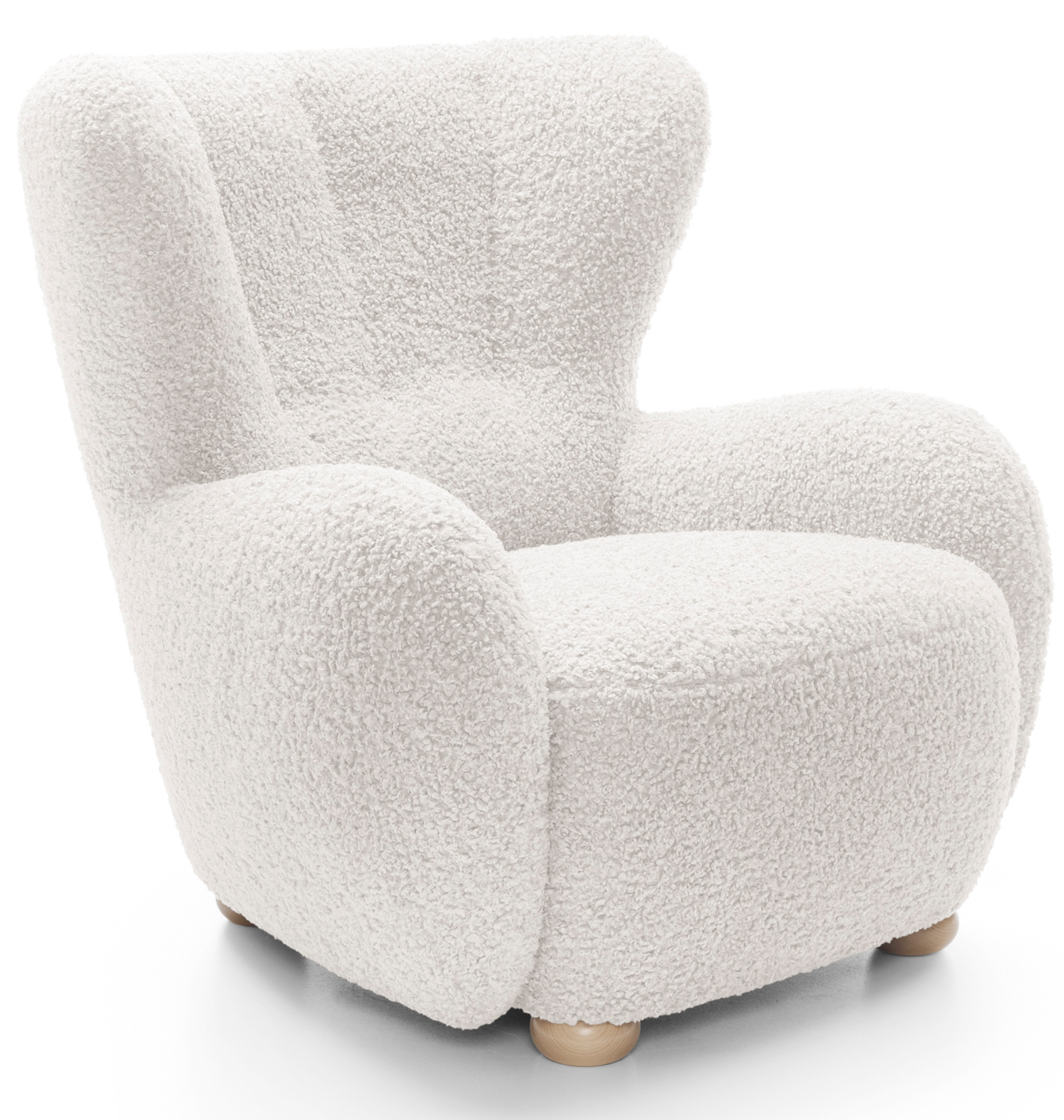 Milele Schalensitzstuhl in Creme Bouclé mit Buchenholzbeinen