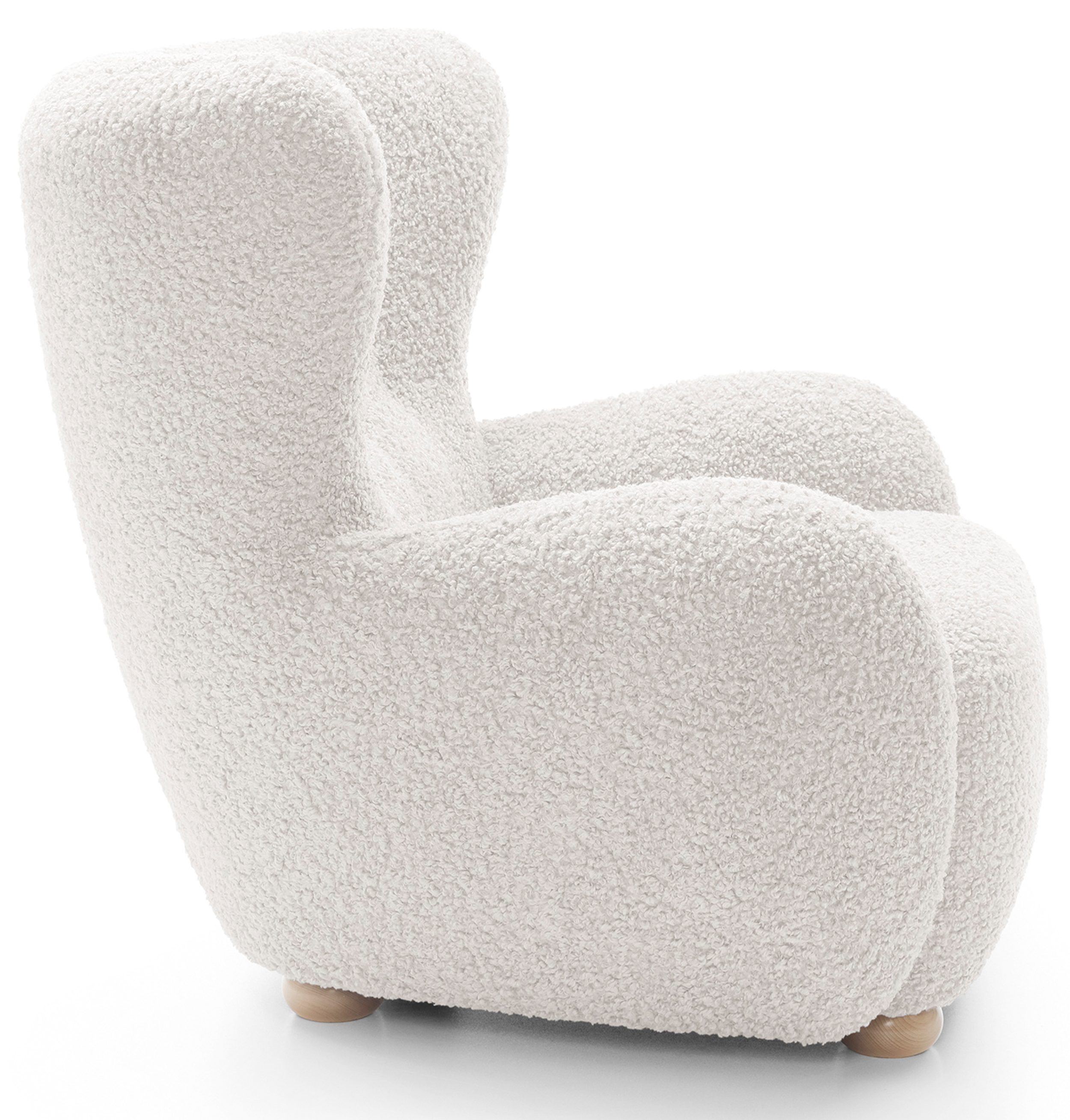 Milele Schalensitzstuhl in Creme Bouclé mit Buchenholzbeinen