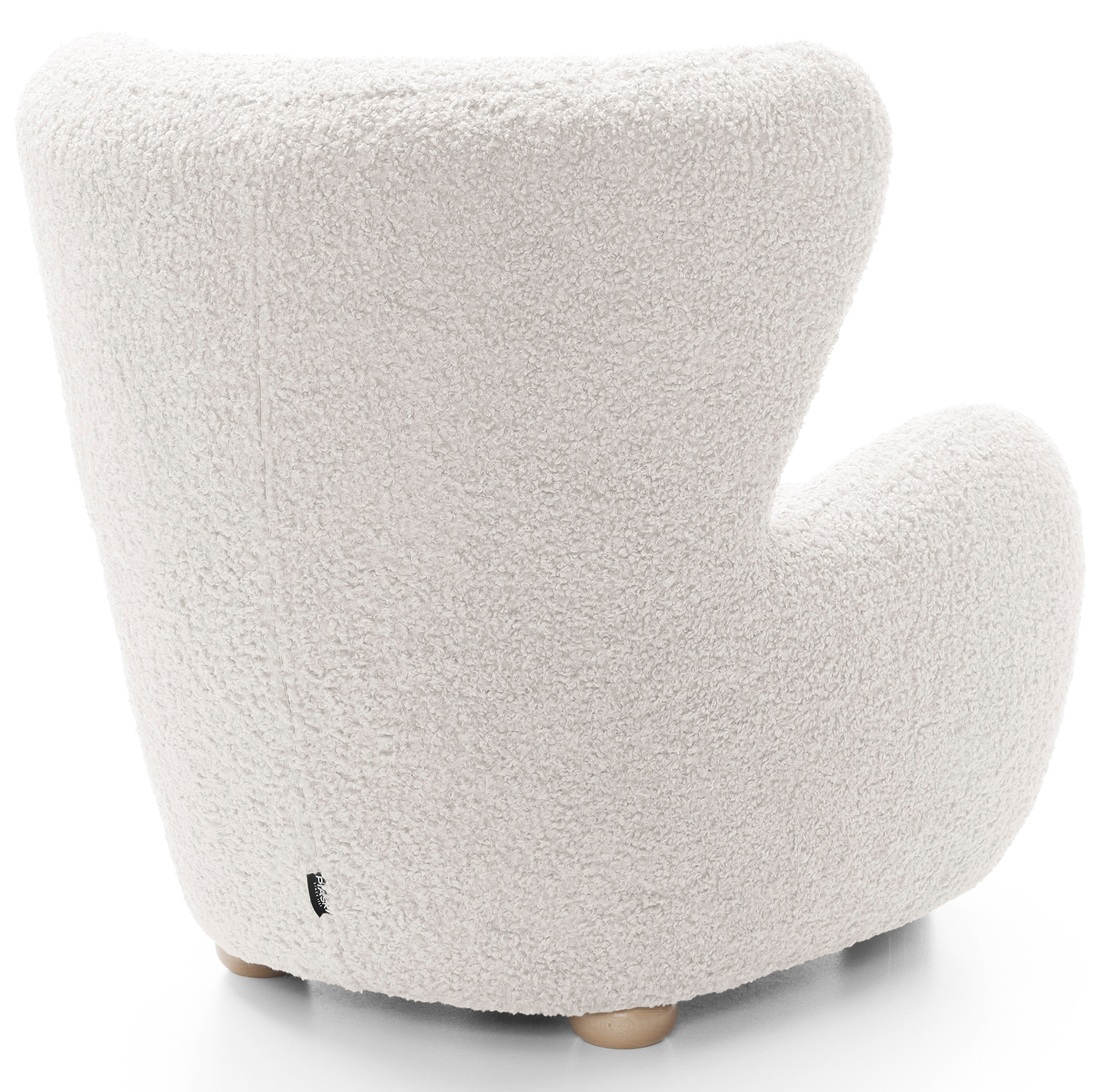 Milele Schalensitzstuhl in Creme Bouclé mit Buchenholzbeinen