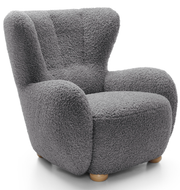 Milele Schalensitzstuhl grau Bouclé Beine aus Buche