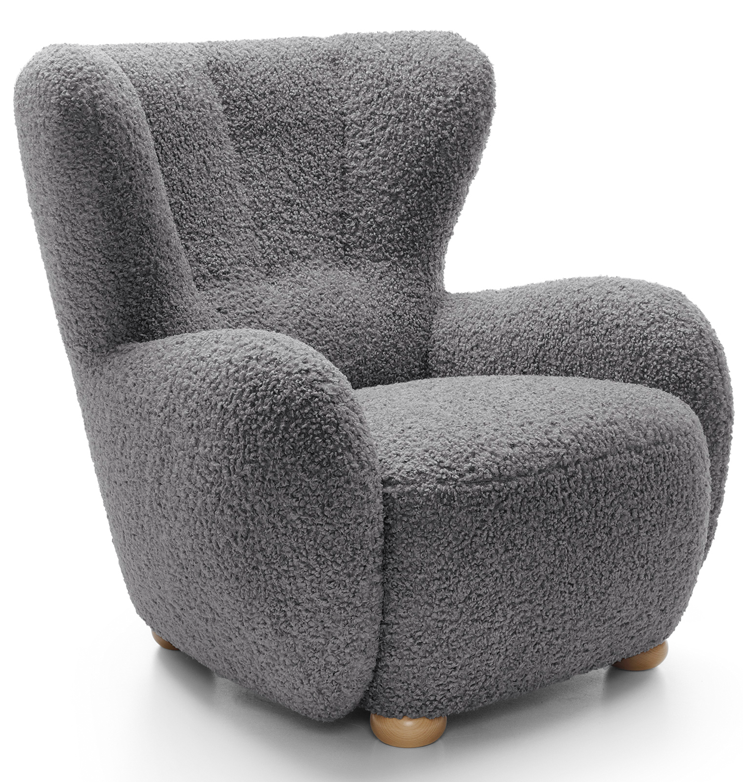 Milele Schalensitzstuhl grau Bouclé Beine aus Buche