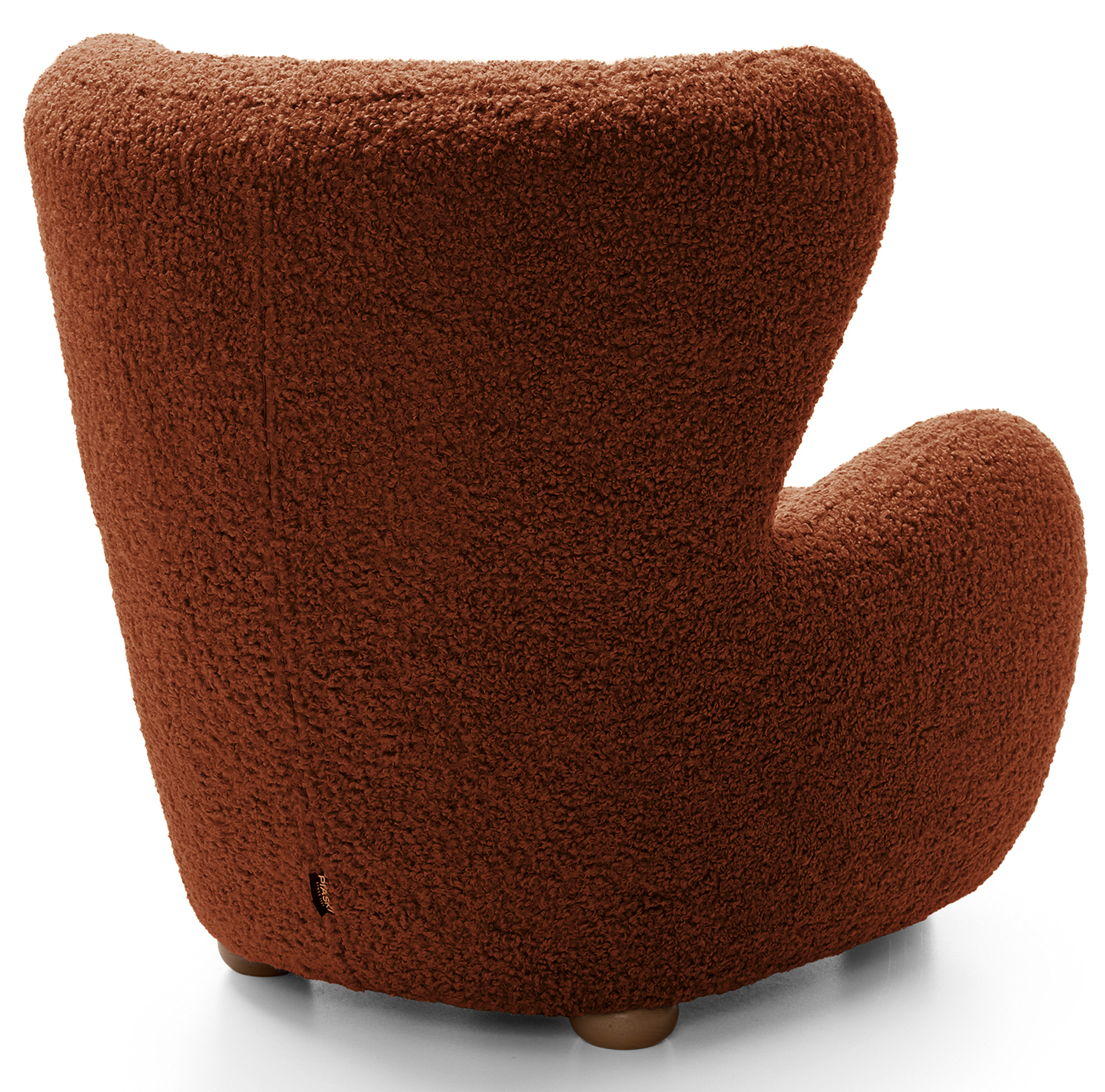 Milele Schalensitz Sessel Kupfer Bouclé mit Eichenbeinen