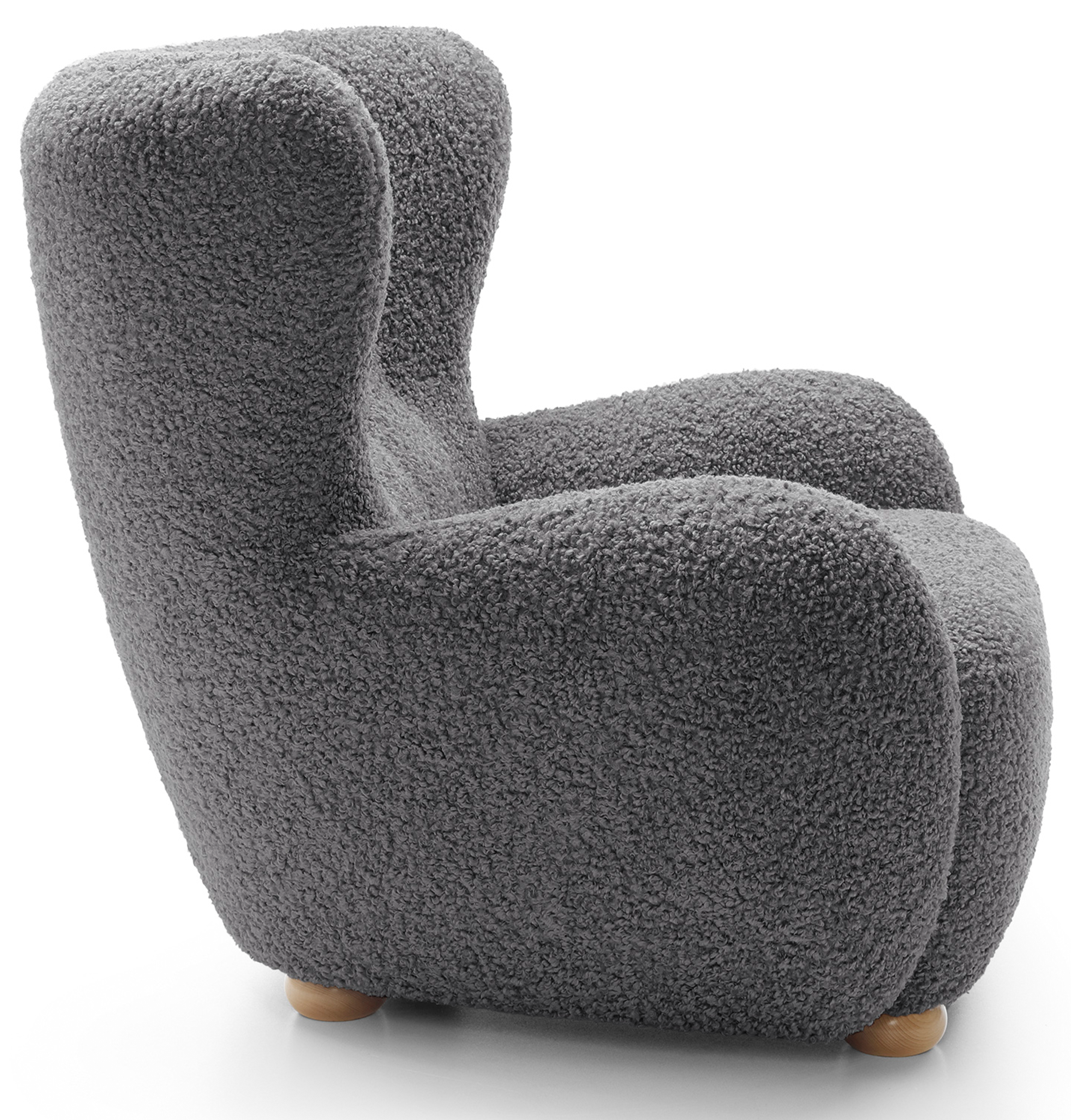 Milele Schalensitzstuhl grau Bouclé Beine aus Buche