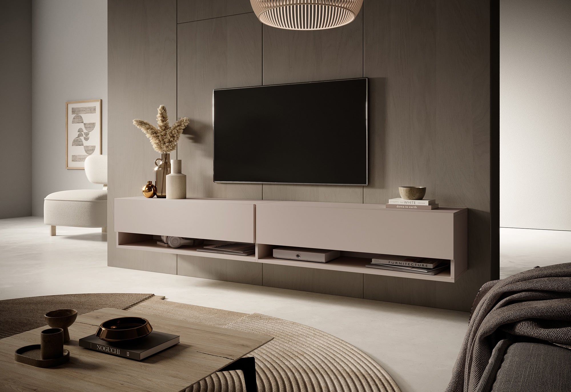 TV-Schrank Mirrgo 200 cm Grau-Beige