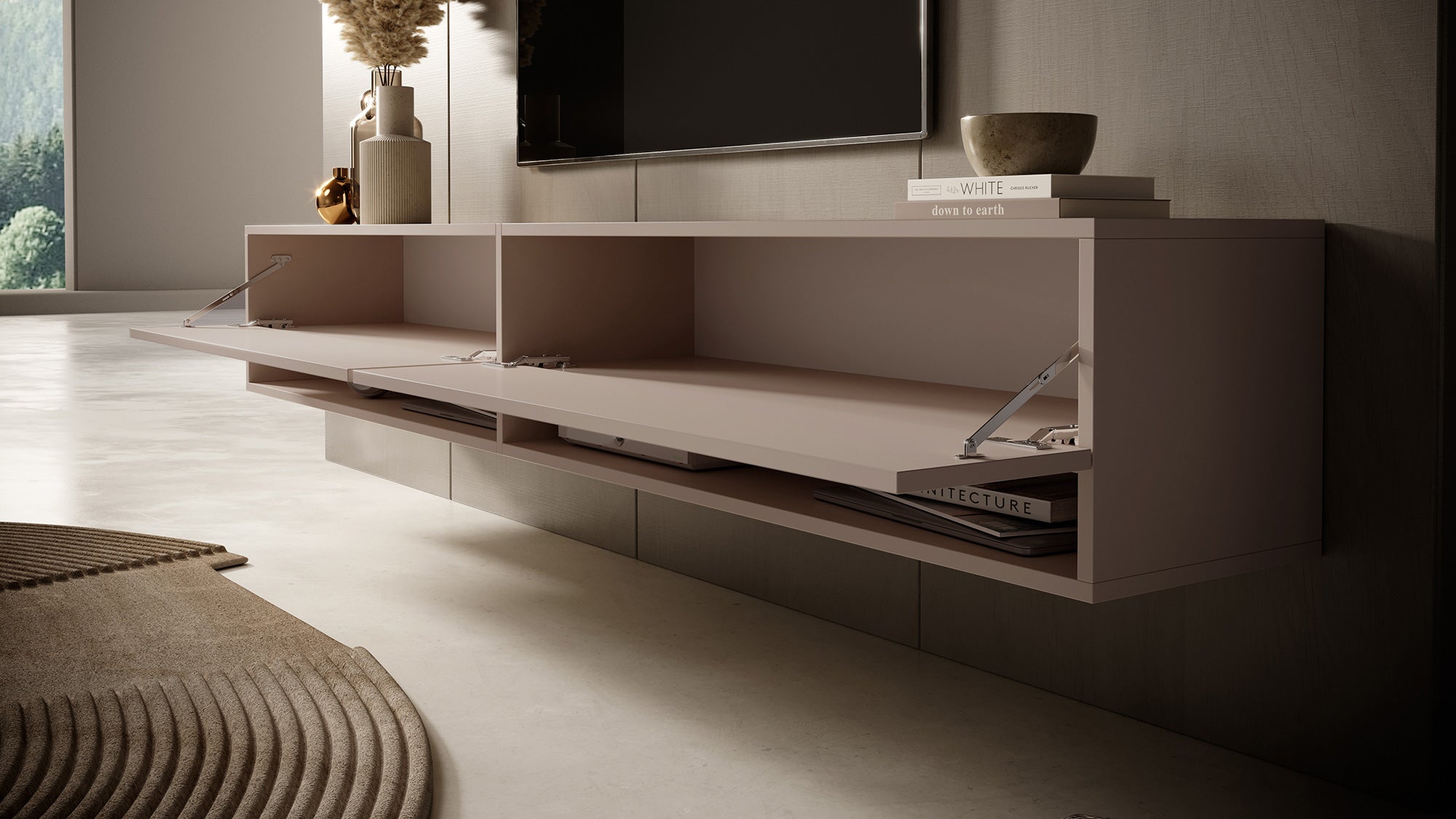 TV-Schrank Mirrgo 200 cm Grau-Beige