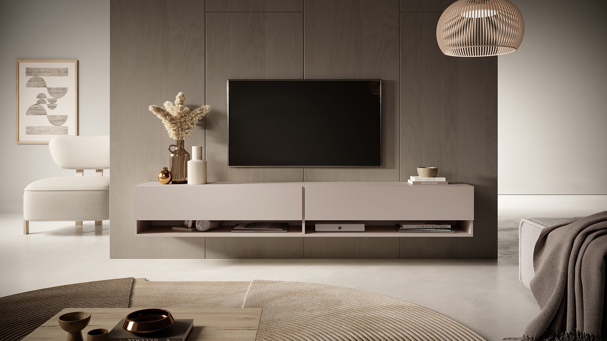 TV-Schrank Mirrgo 200 cm Grau-Beige