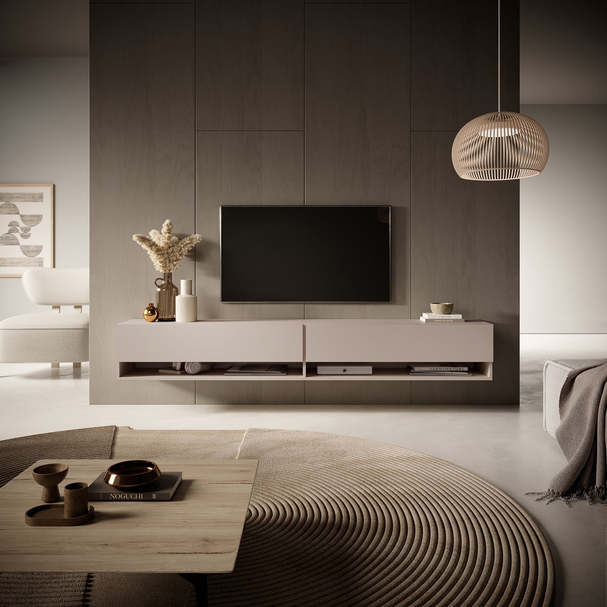 TV-Schrank Mirrgo 200 cm Grau-Beige