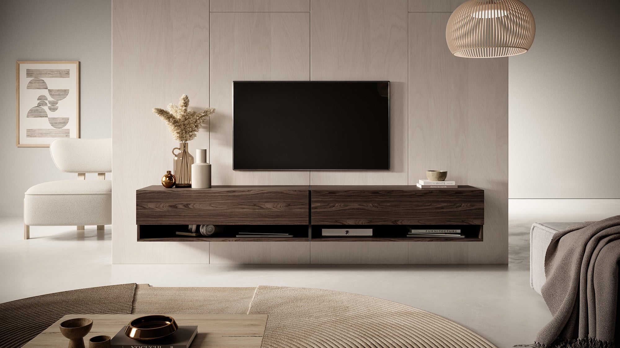 TV-Schrank Mirrgo 200 cm Nussbaum