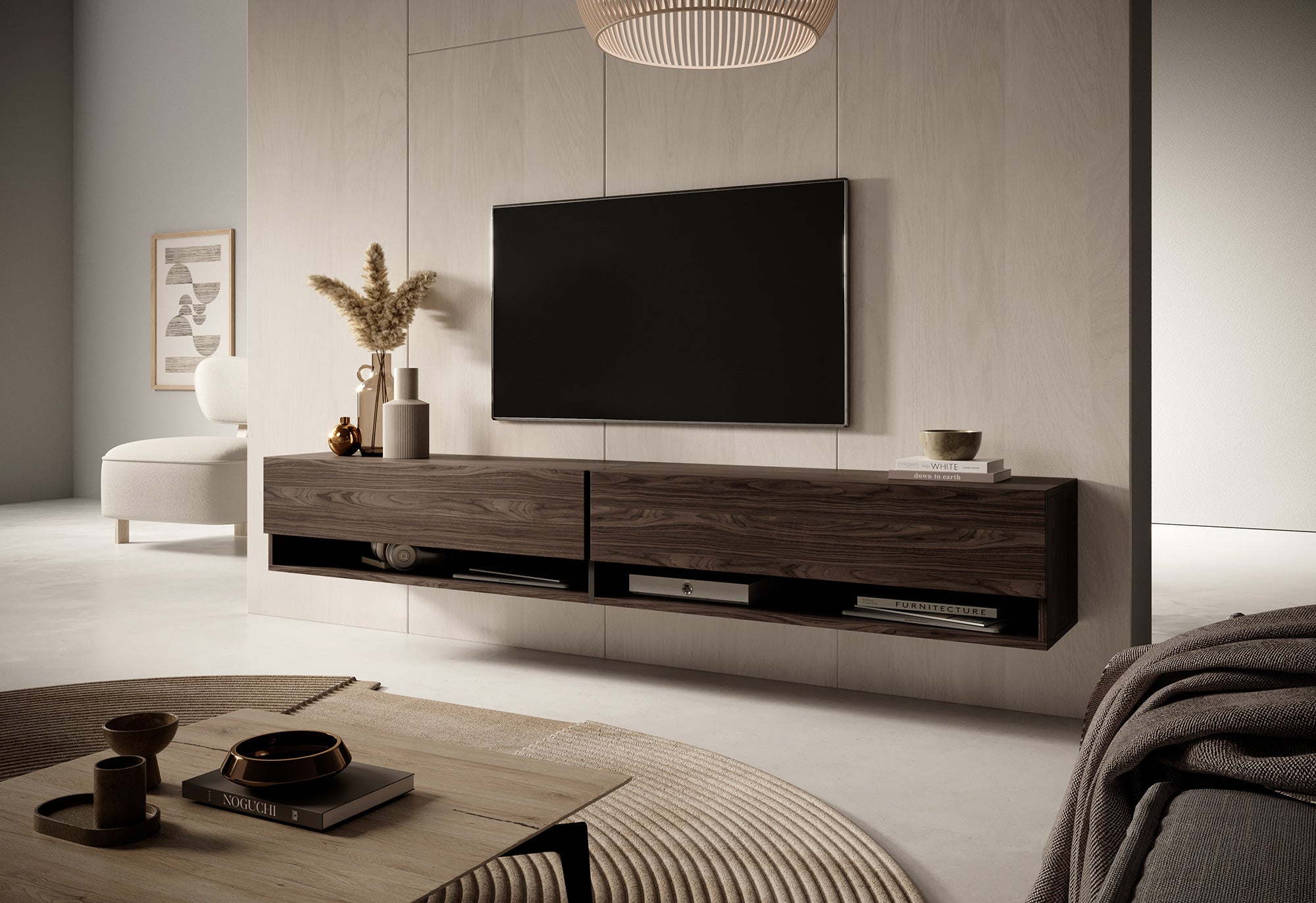 TV-Schrank Mirrgo 200 cm Nussbaum