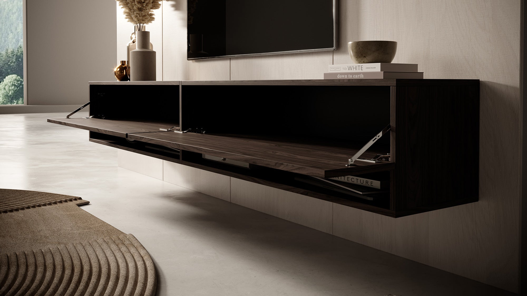 TV-Schrank Mirrgo 200 cm Nussbaum