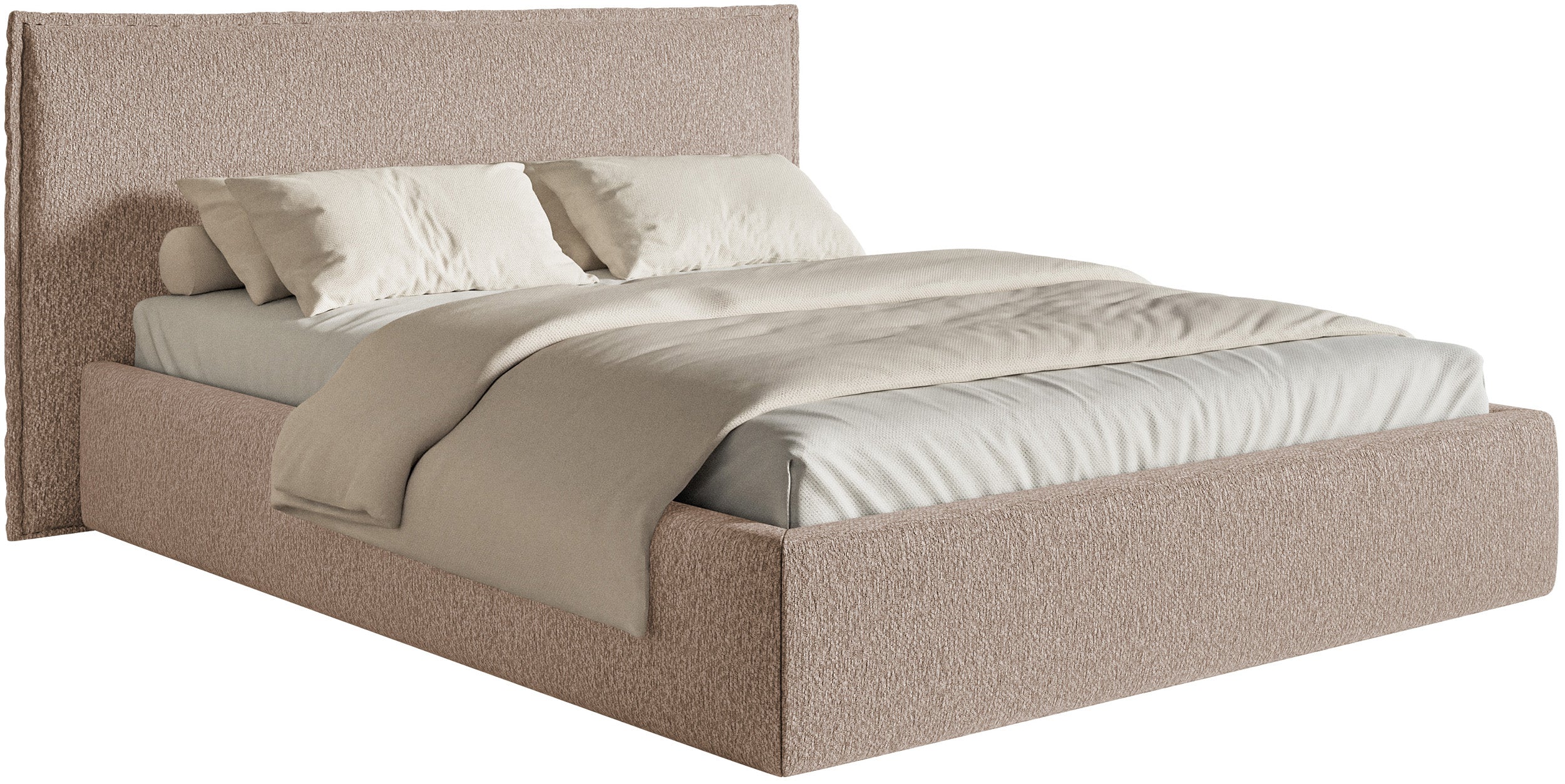 Polsterbett 180x200 cm Softie mit Stauraum, dunkelbeige Chenille, Metallrahmen