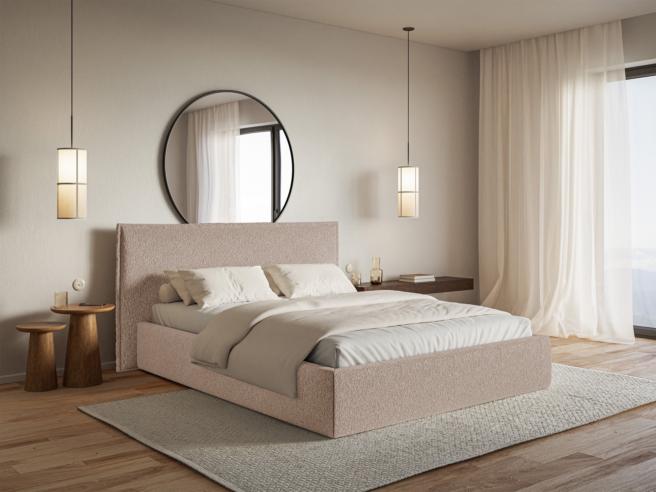 Polsterbett 180x200 cm Softie mit Stauraum, dunkelbeige Chenille, Metallrahmen