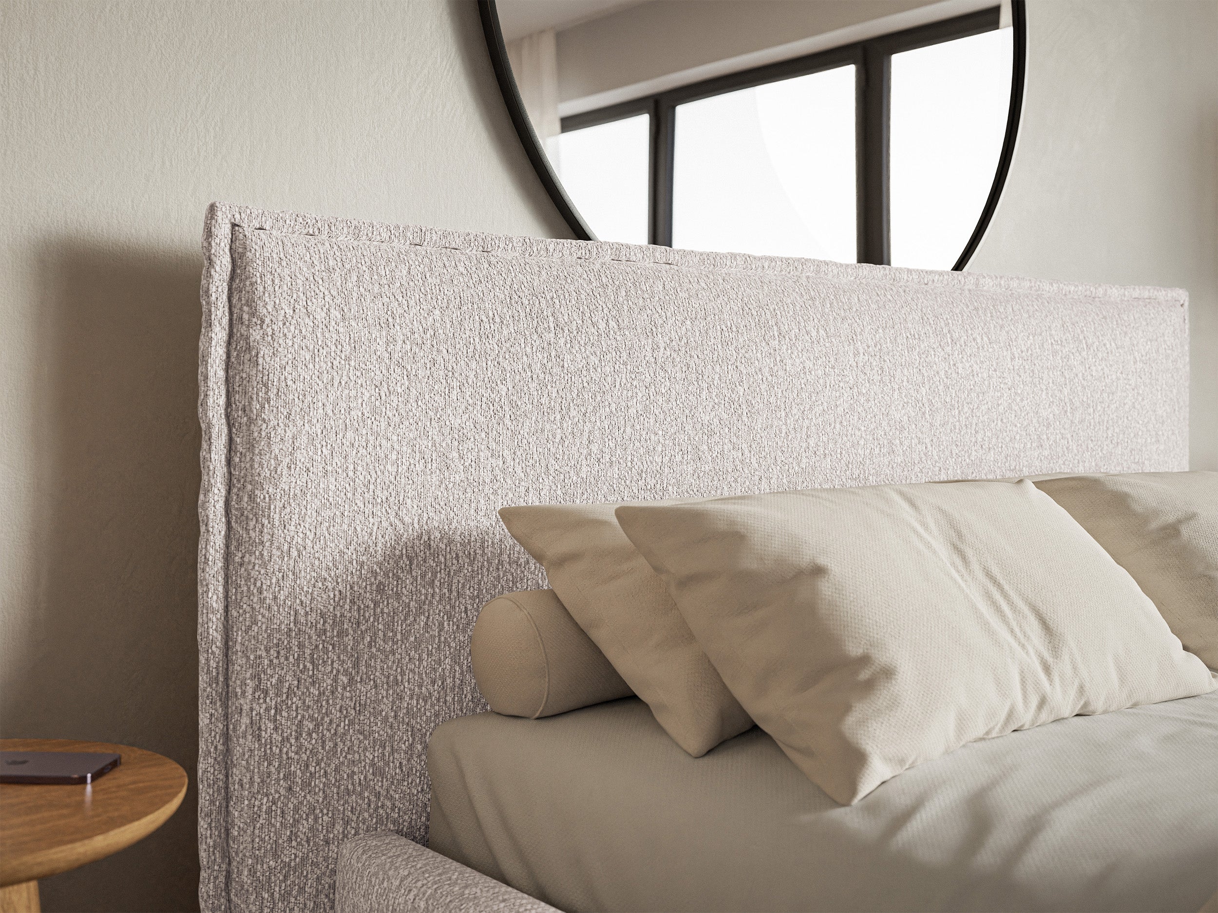 Polsterbett 180x200 cm Softie mit Stauraum, beige Chenille, Metallrahmen