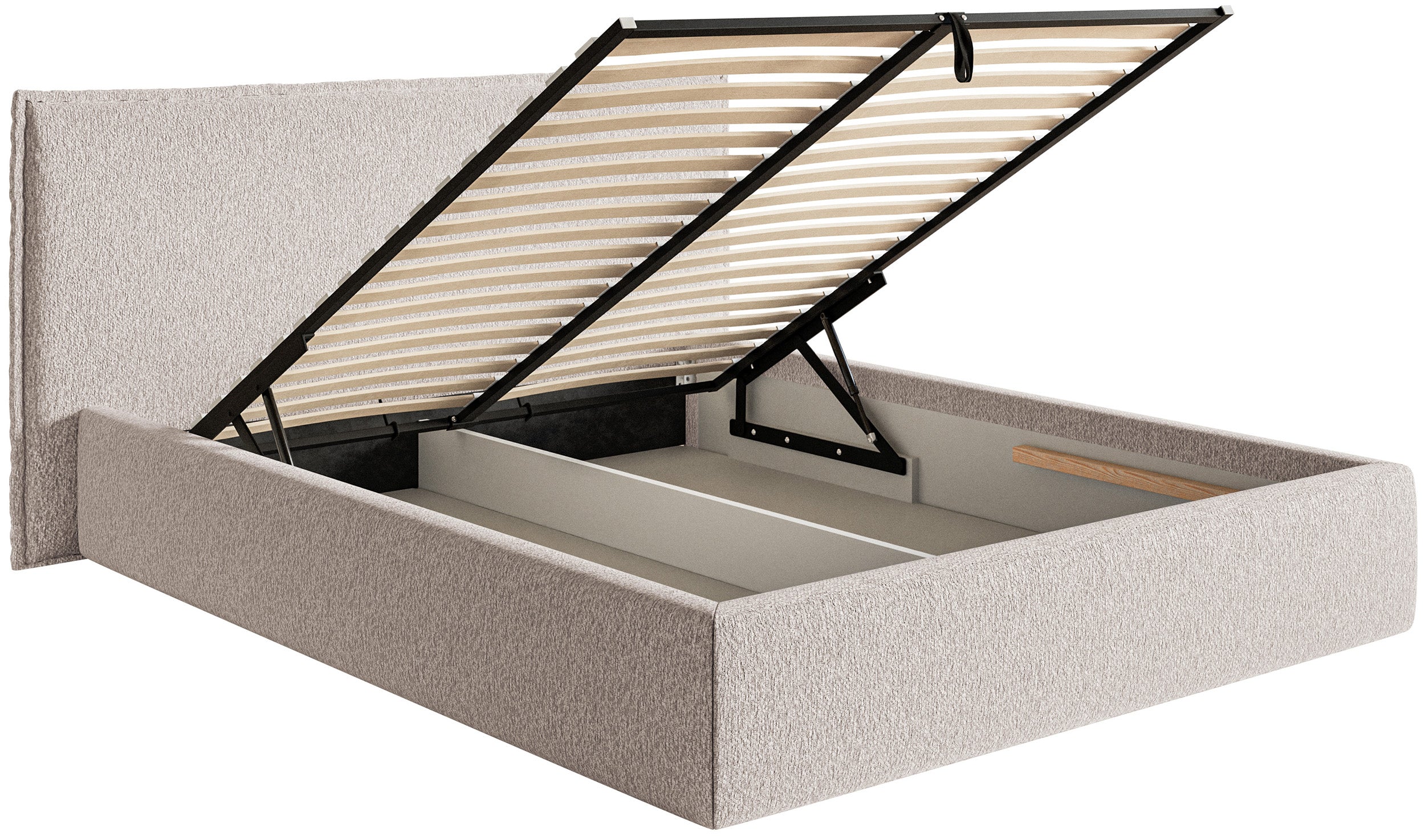Polsterbett 180x200 cm Softie mit Stauraum, beige Chenille, Metallrahmen