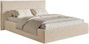 Polsterbett 180x200 cm Softie mit Stauraum, hellbeiger Chenille-Stoff, Metallrahmen