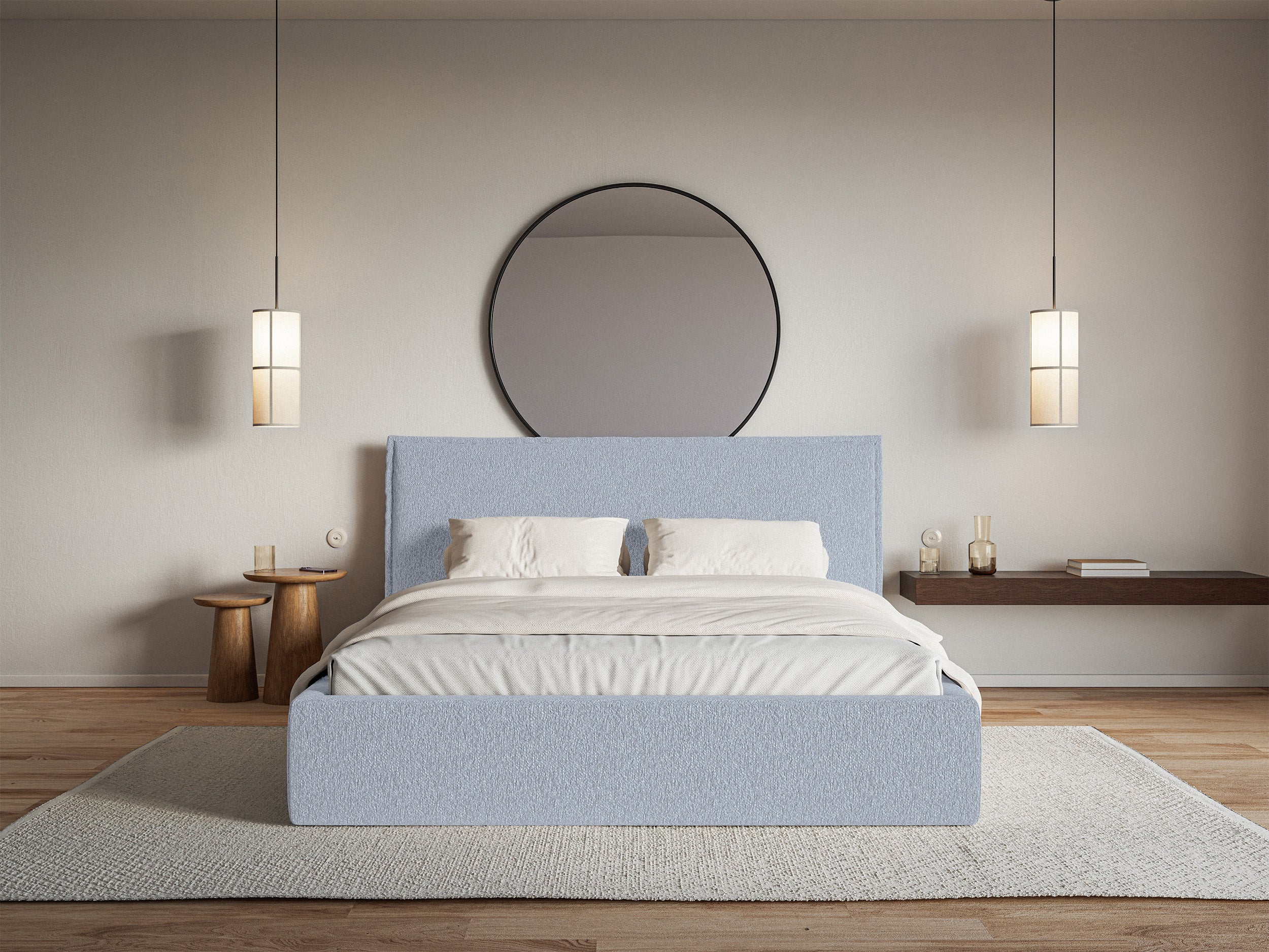 Polsterbett 160x200 cm Softie hellblauer Chenillestoff