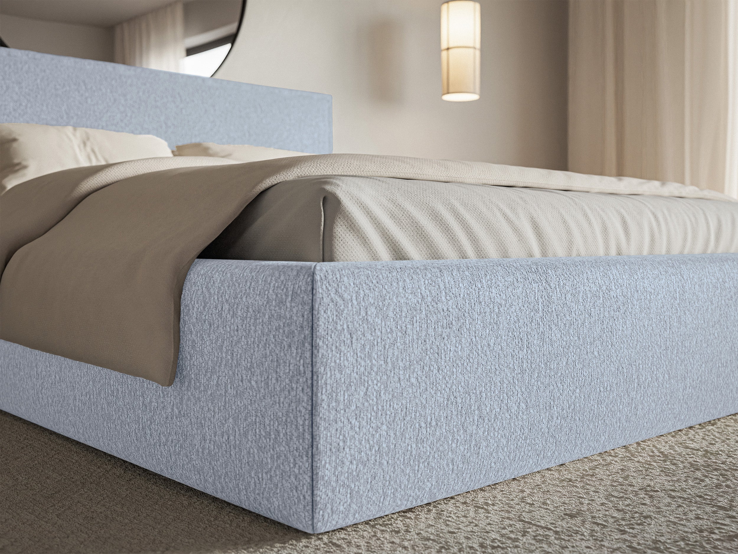 Polsterbett 160x200 cm Softie hellblauer Chenillestoff