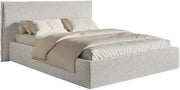 Gepolstertes Bett 140x200 cm Softie mit Stauraum, hellgrauer Chenillebezug, Metallrahmen