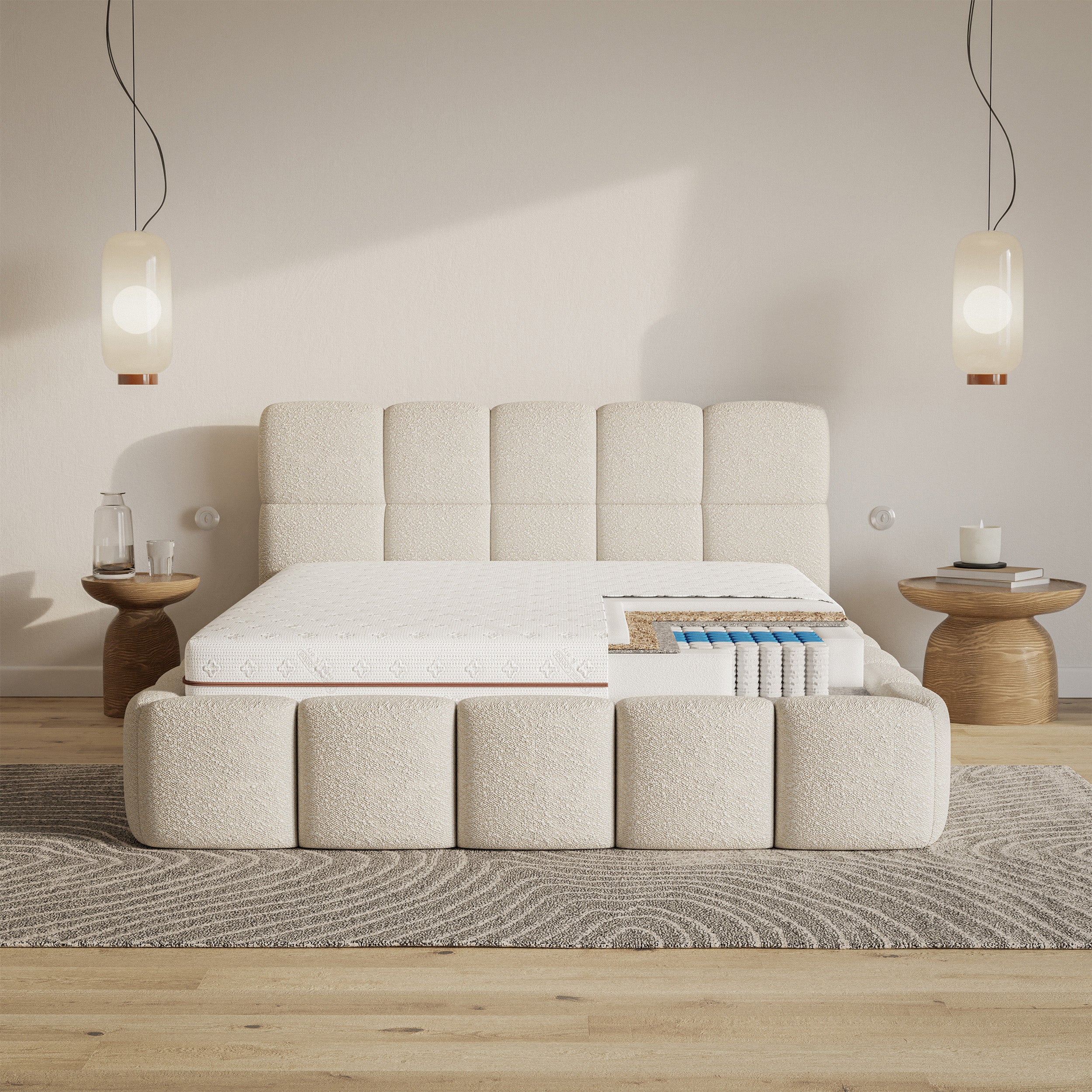 Taschenfederkernmatratze 120x200 cm Somcoco mit Kokos und PUR-Schaum, beidseitig verwendbar