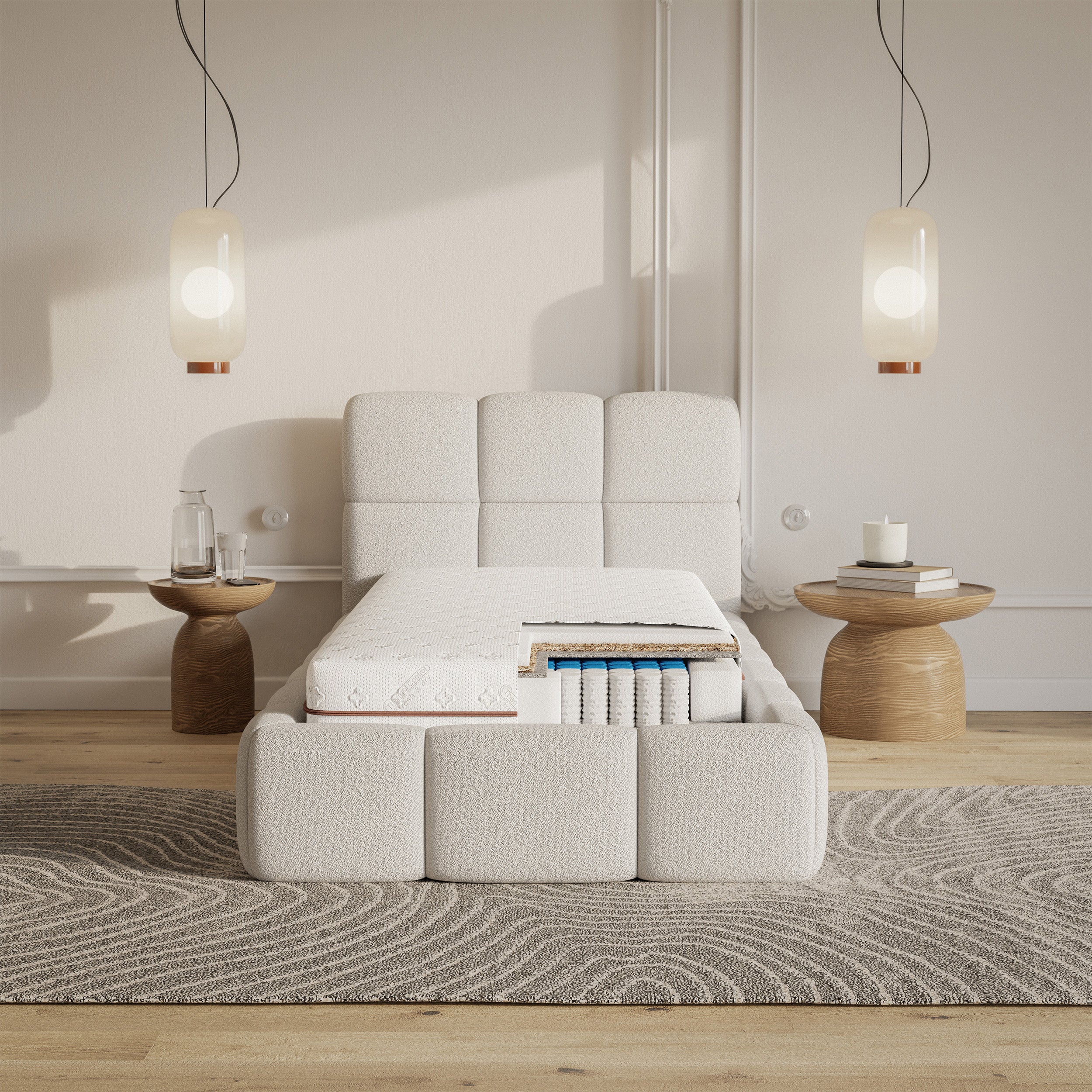 Taschenfederkernmatratze 90x200 cm Somcoco mit Kokos und PUR-Schaum, beidseitig verwendbar