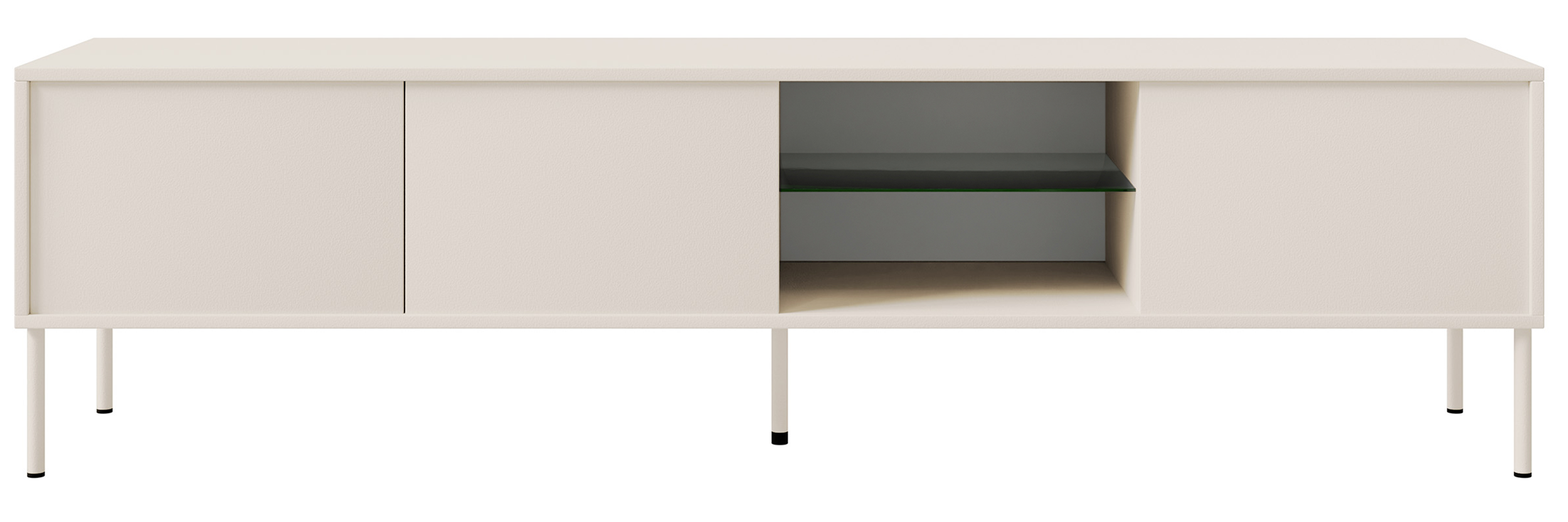 Drehtüriger TV-Schrank Modity mit Glasablage und Beleuchtung, 175 cm, Kaschmir
