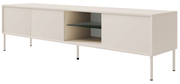 Drehtüriger TV-Schrank Modity mit Glasablage und Beleuchtung, 175 cm, Kaschmir