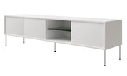 Drehtüriger TV-Schrank Modity mit Glasablage und Beleuchtung, 175 cm, weiß