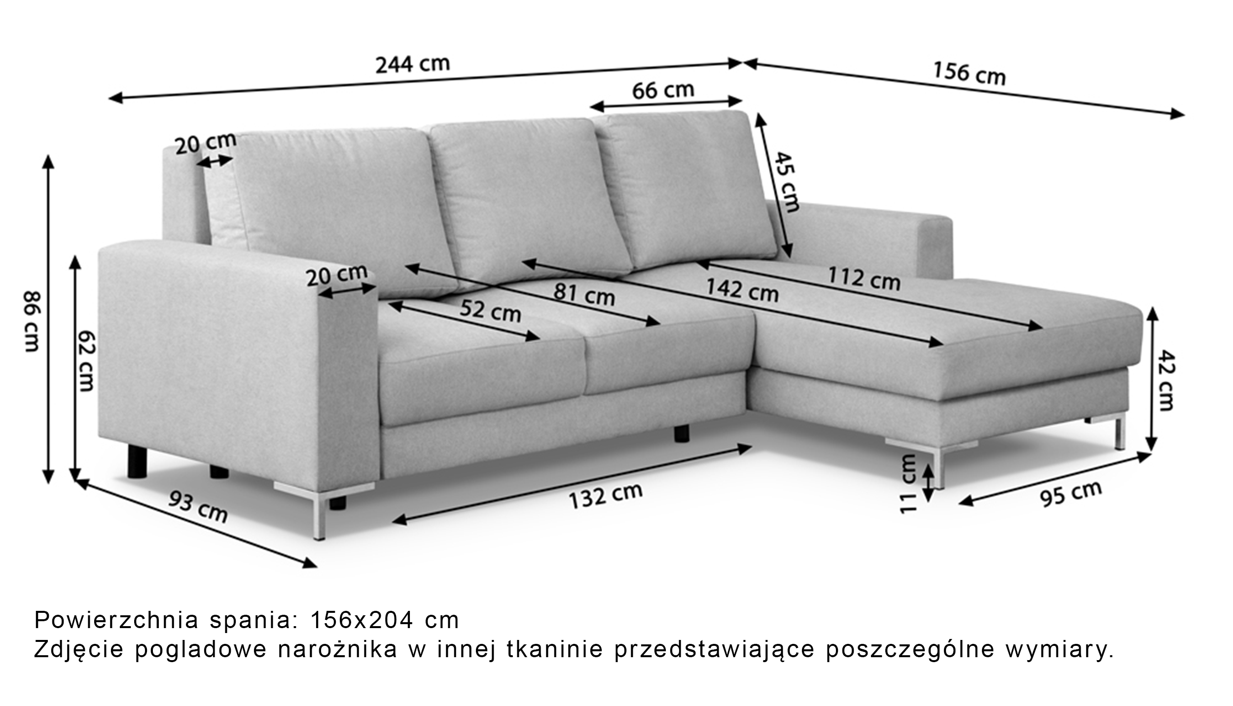Ecksofa mit Schlaffunktion Mokpeo, L-förmig, mit zwei Stauraumfächern, auf schwarzen Füßen, Salbeigrüner Chenille, rechtsseitig