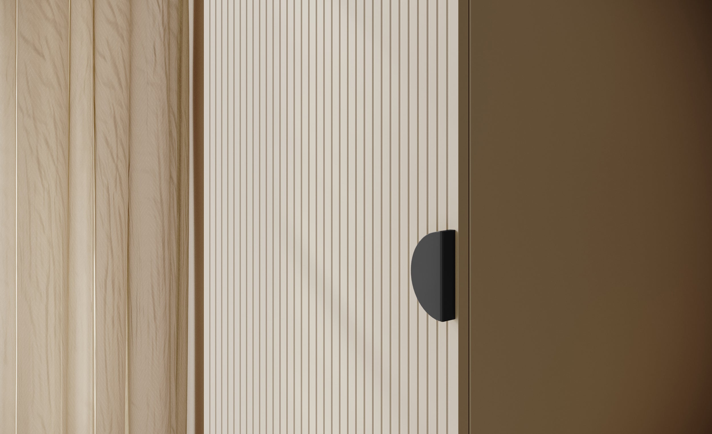 Einzeltüriger Schrank Moonir mit 50 cm Kleiderstange, Grau-Beige