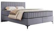 Kontinentales Bett 160x200 cm Mufasso mit Stauraum, hellgrauer Velours, wasserabweisend