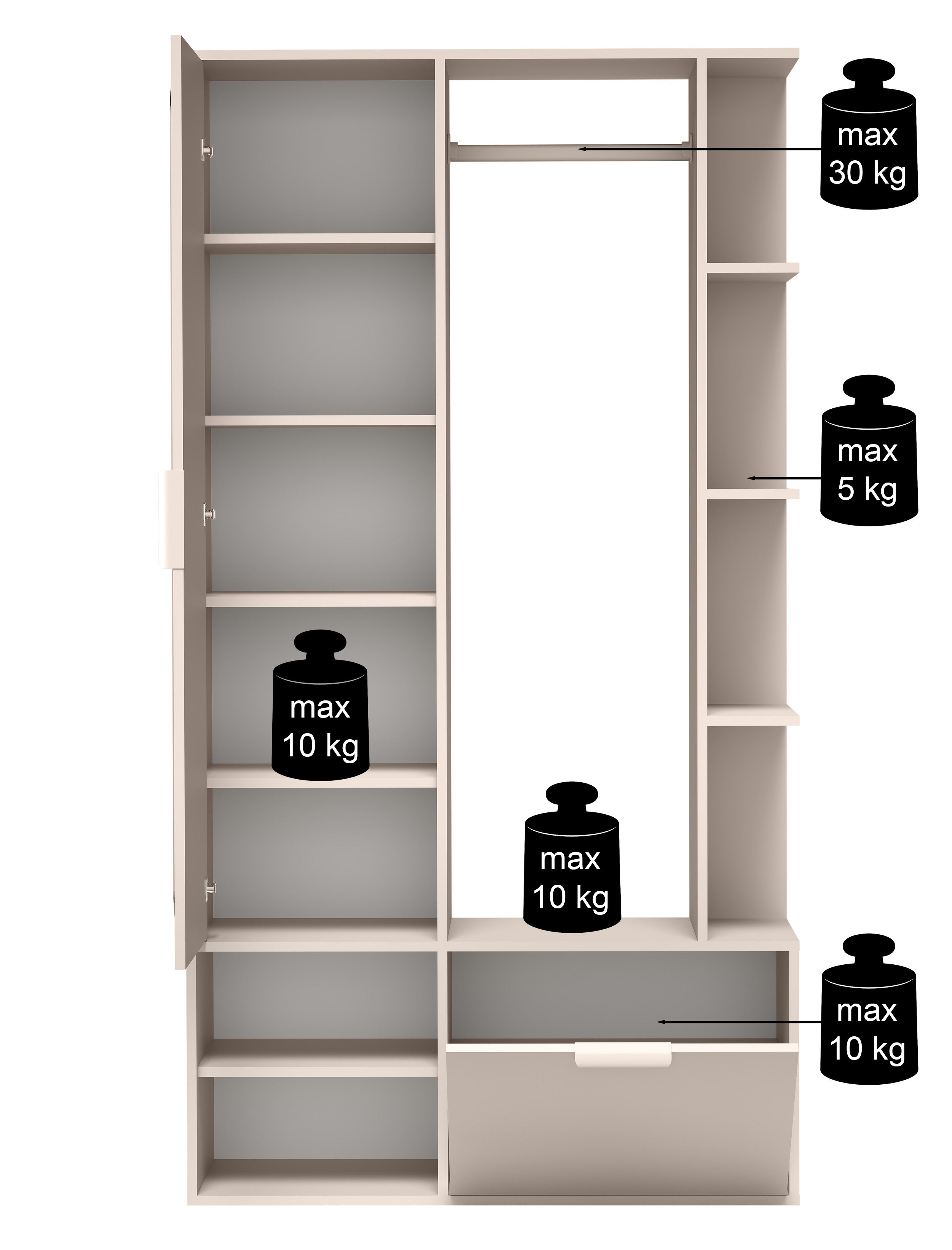 Flur-Set Nala mit Spiegel und 100 cm langer Stange in Kaschmir