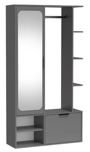 Flur-Set Nala mit Spiegel und 100 cm Kleiderstange, diamantgrau