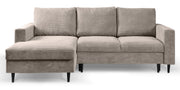 Ecksofa mit Schlaffunktion Nalika, L-förmig, mit Stauraum, beige Cord, linksseitig