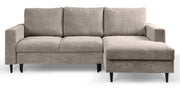 Ecksofa mit Schlaffunktion Nalika, L-förmig, mit Stauraum, beige Cord, rechtsseitig