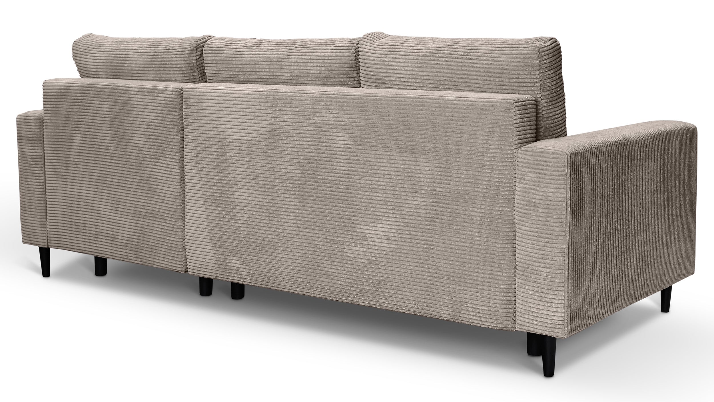 Ecksofa mit Schlaffunktion Nalika, L-förmig, mit Stauraum, beige Cord, rechtsseitig