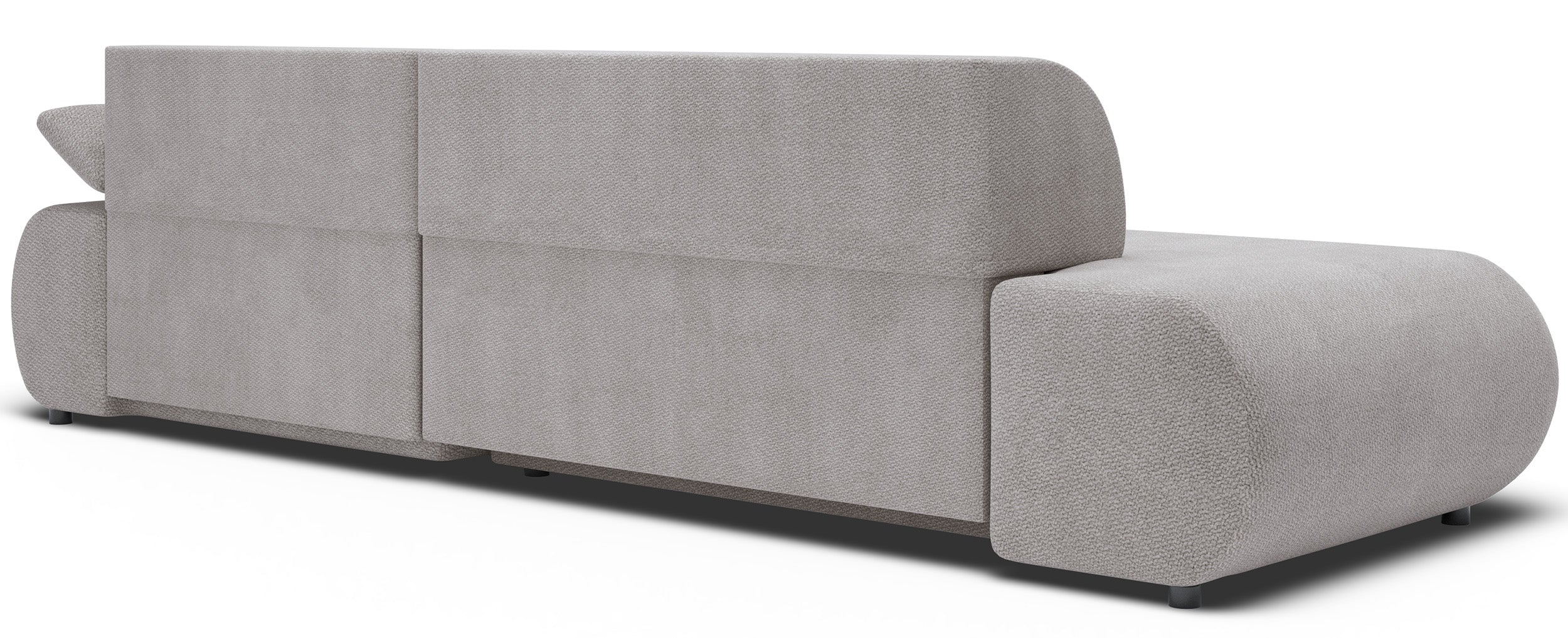 Ecksofa mit Schlaffunktion Armone, L-förmig, rechtsseitig, hellgrauer Chenille-Stoff