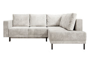 Ecksofa Rodario mit Schlaffunktion und Bettkasten, graubeiger Cord, rechtsseitig