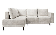 Ecksofa Rodario mit Schlaffunktion und Bettkasten, grau-beiger Cord, linksseitig
