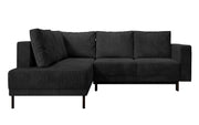 Ecksofa Rodario mit Schlaffunktion und Bettkasten, schwarzer Cord, linksseitig