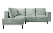 Ecksofa Rodario mit Schlaffunktion und Bettkasten, hellgrauer Cord, linksseitig